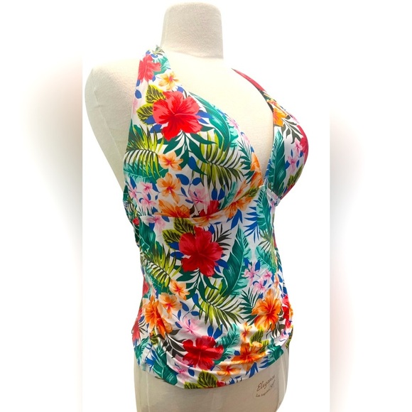 Time and Tru Other - TIME AND TRU 🌺SWIM TOP Tropical Floral Halter Top